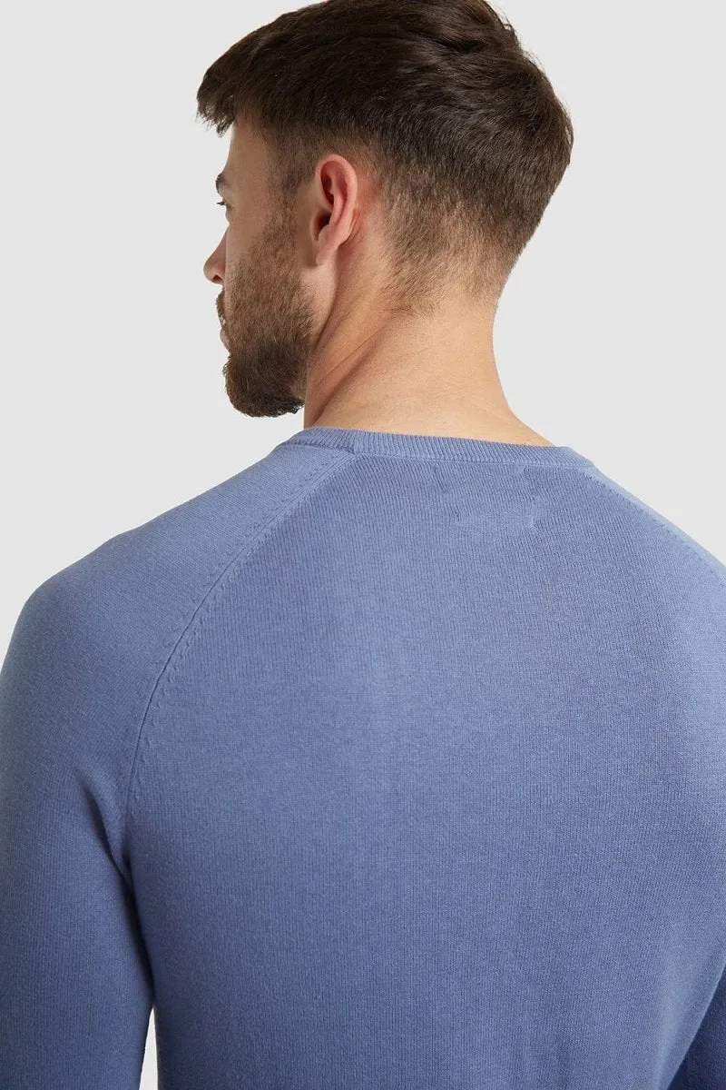 Cotton Crew Neck in Steel Blue