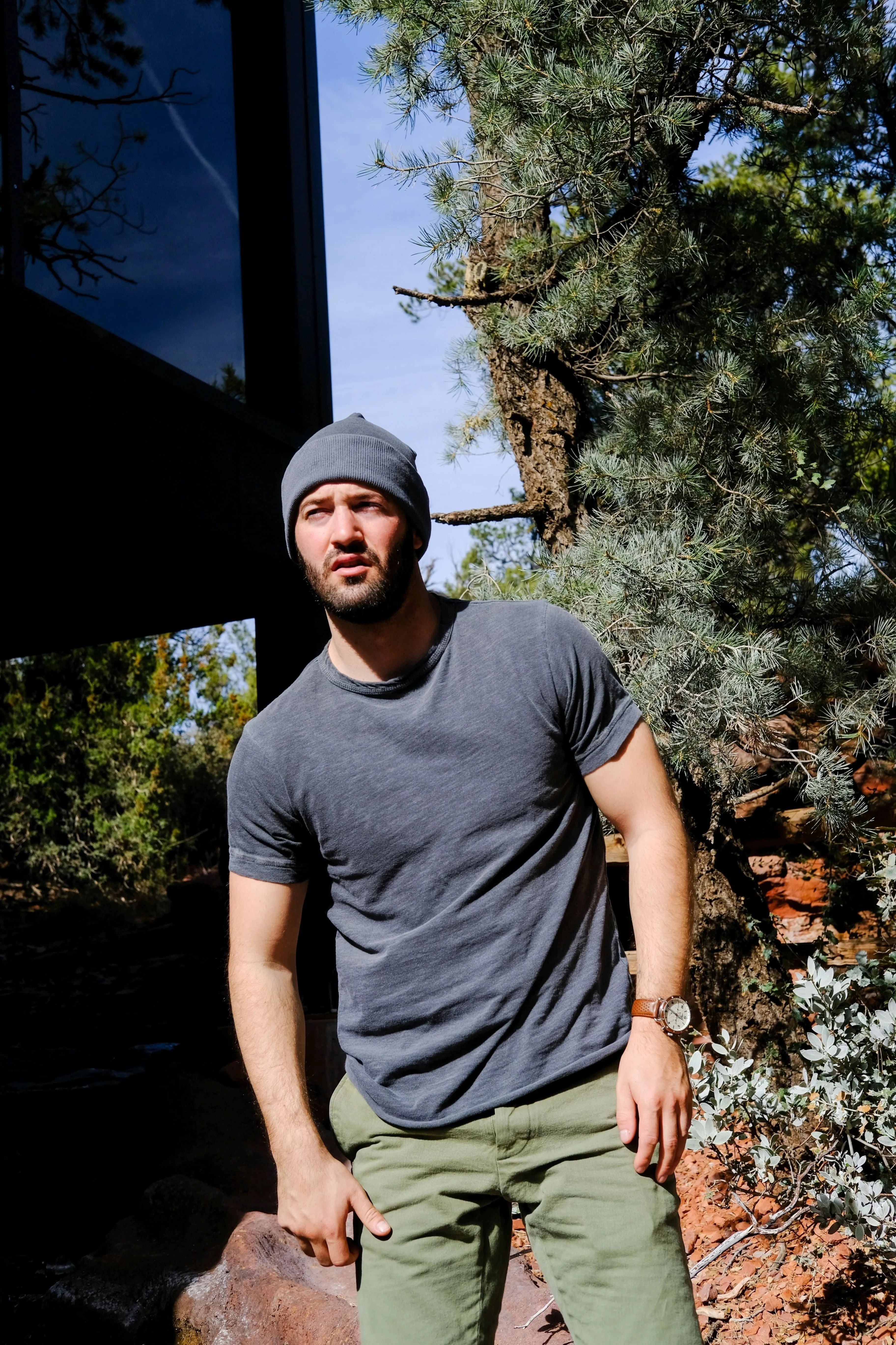 COTTON SLUB TEE - CHARCOAL