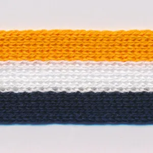 Cotton Stripe Knit Tape #09 Mandarin Orange & Off White & Night Blue
