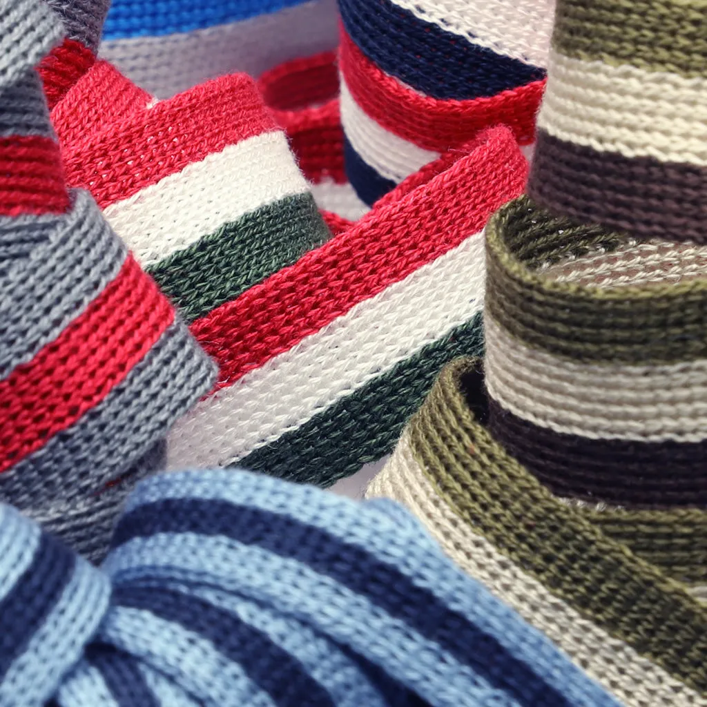 Cotton Stripe Knit Tape #09 Mandarin Orange & Off White & Night Blue