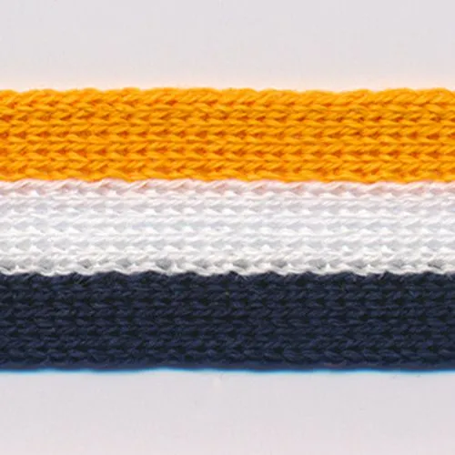 Cotton Stripe Knit Tape #09 Mandarin Orange & Off White & Night Blue