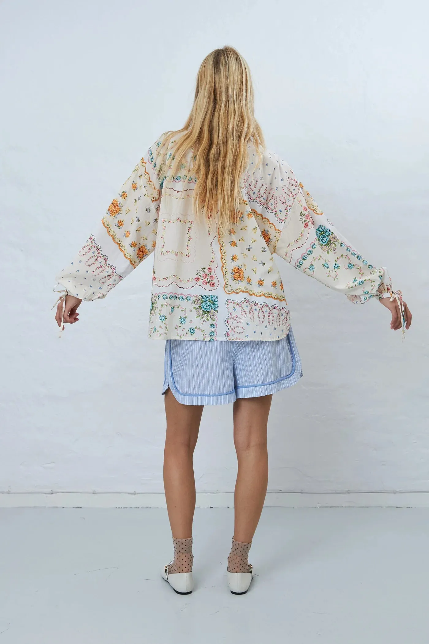Cotton Tissue Printed Blouse - Handkerchief Print