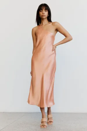 CRUSH BIAS ONE SHOULDER MIDI | GUAVA