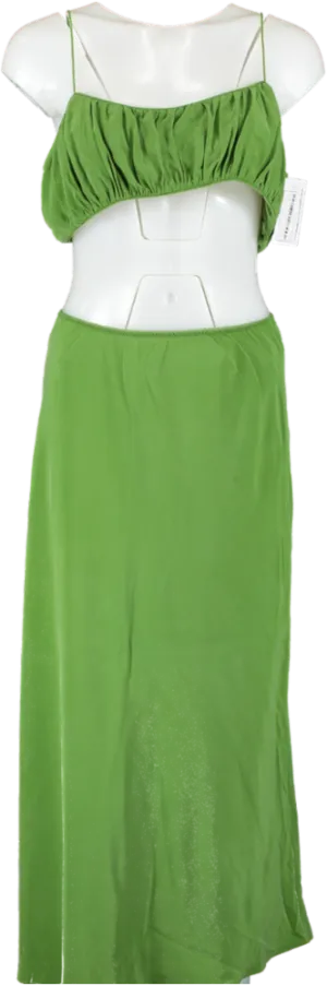 DÔEN Green Elowen Silk Skirt & Amora Crop Top Co-ord Set UK 14