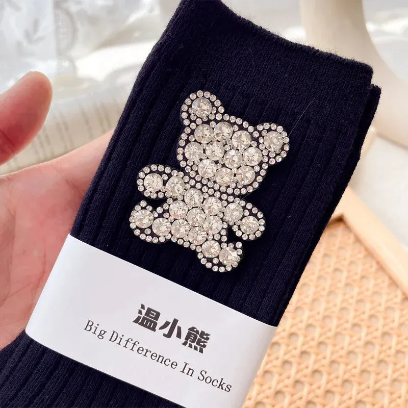 Diamond Cartoon Bear Decorative Socks