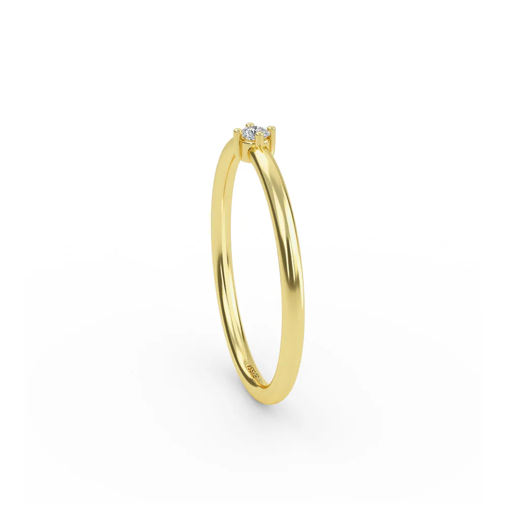 Diamond Thin Gold Ring