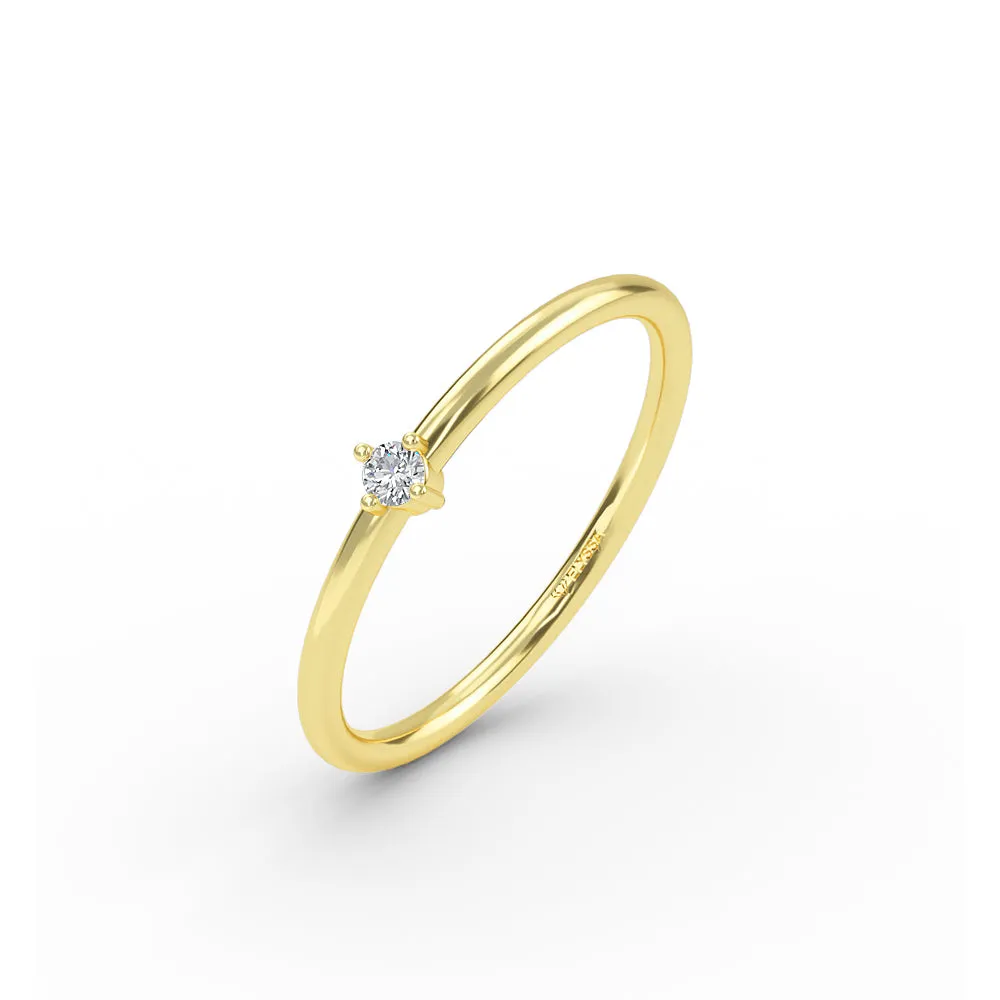 Diamond Thin Gold Ring