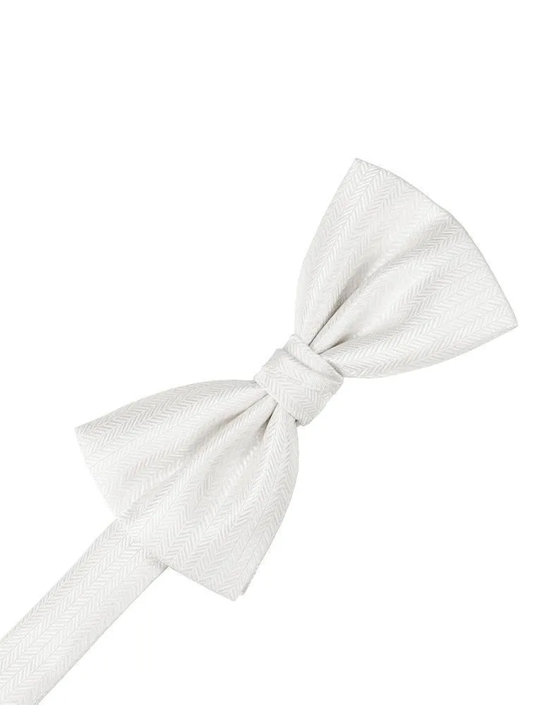 Diamond White Herringbone Kids Bow Tie