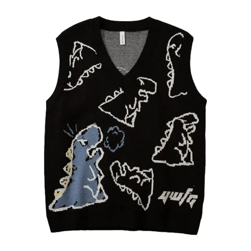 Dinosaur Sketch Pattern knit Vest
