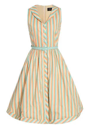 Dolly & Dotty Maverick Striped 50's Swing Dress Yellow