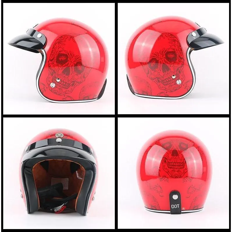 DOT Certified Retro Open Face Helmet – 4 Designs