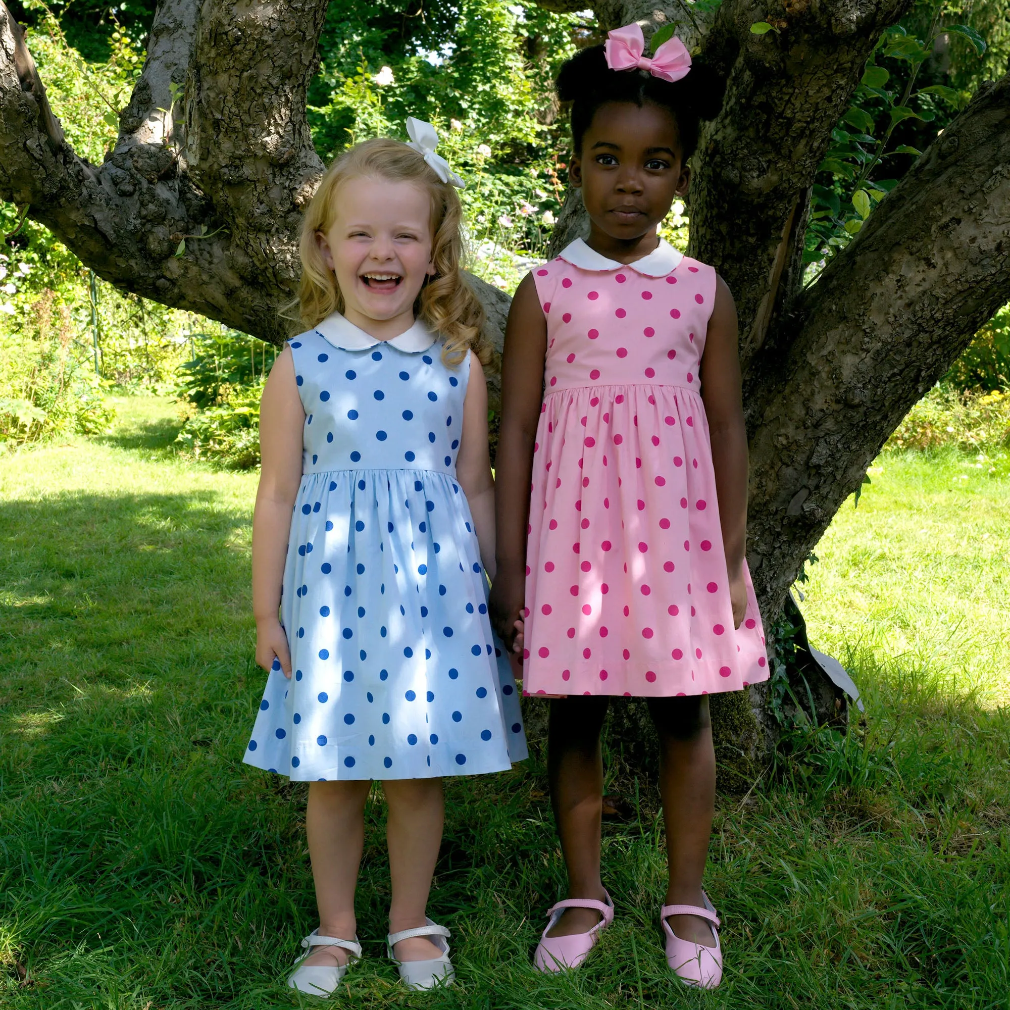 Dot Peter Pan Collar Dress, Pink