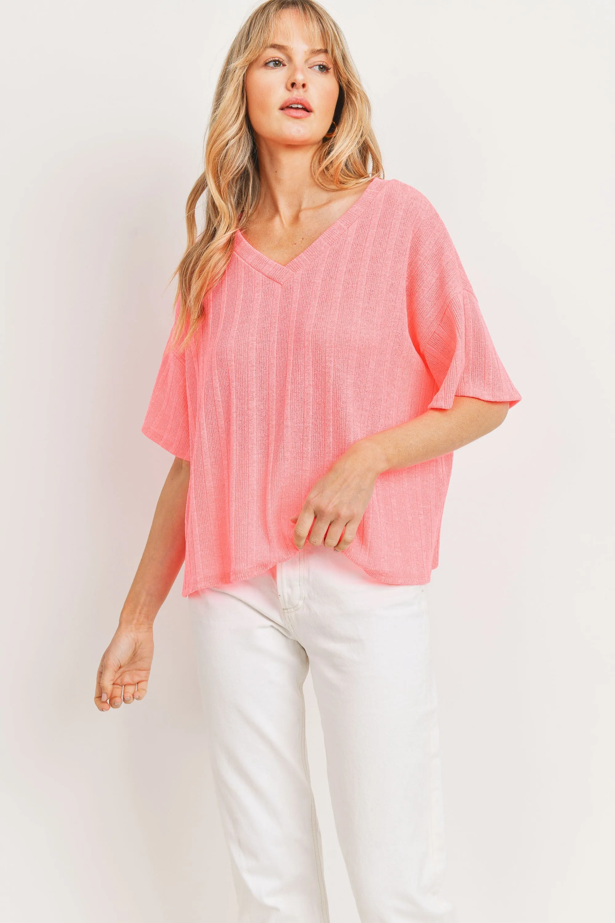 DROP SHOULDER V NECK TEE // FINAL SALE