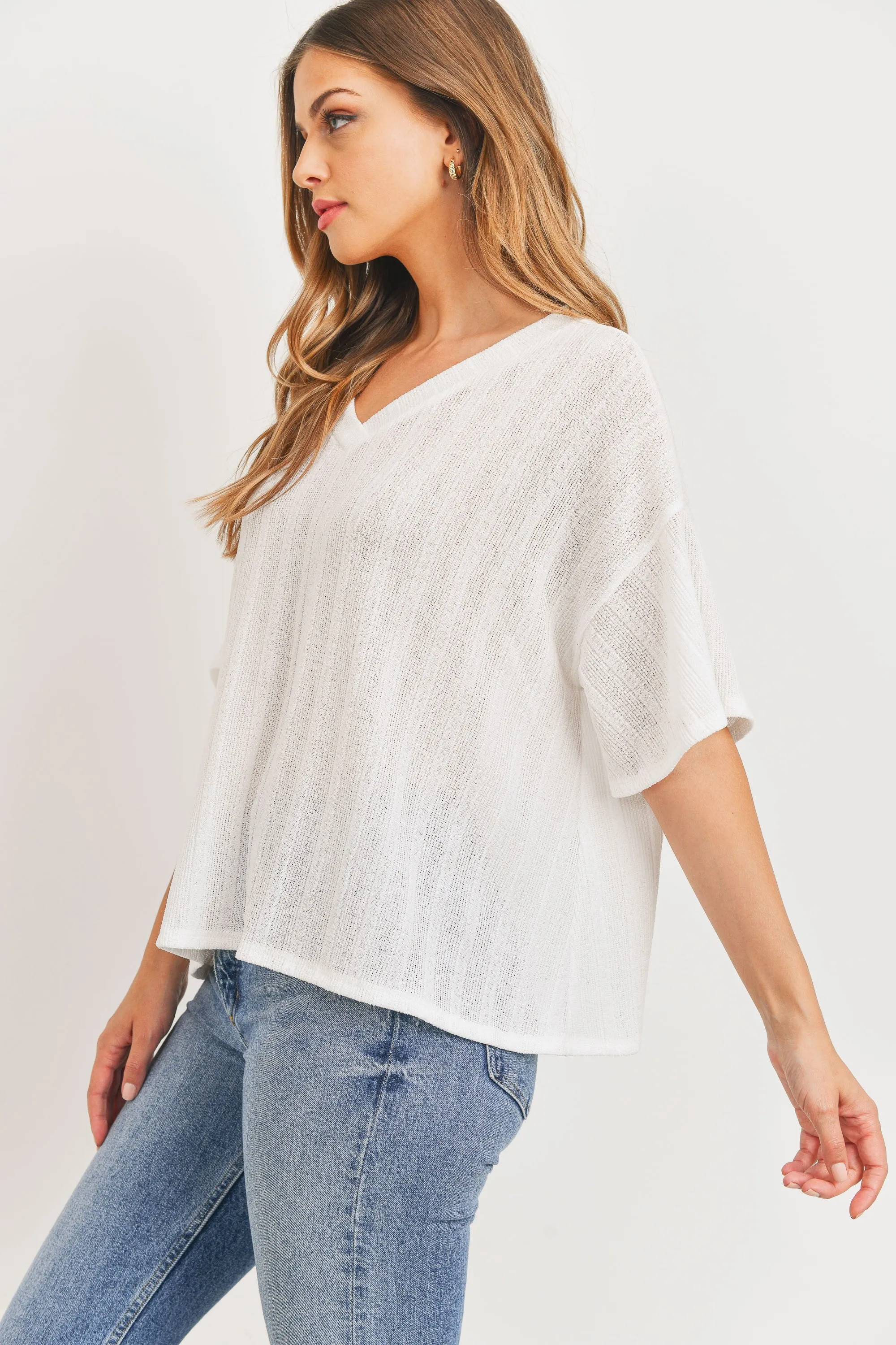 DROP SHOULDER V NECK TEE // FINAL SALE