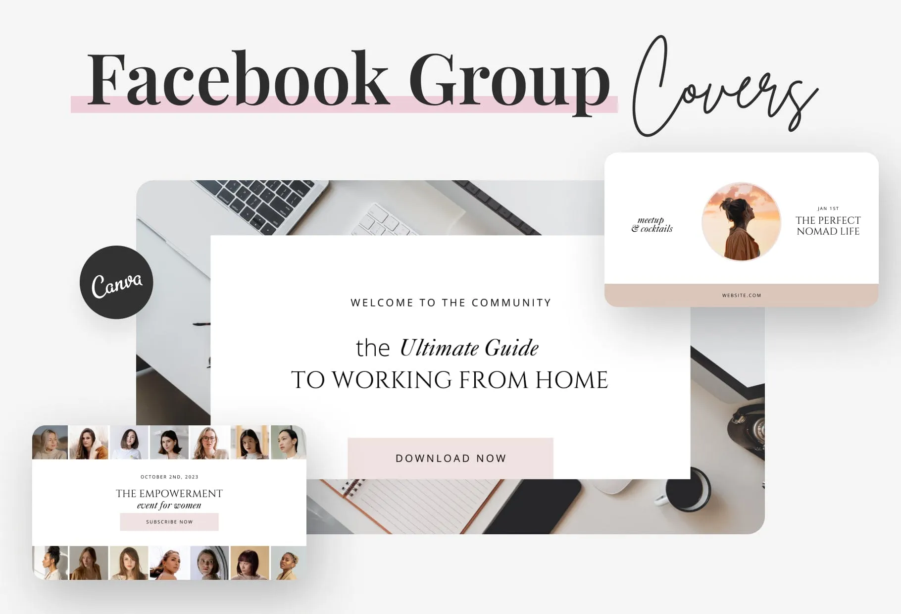 Dust Pink Facebook Group Covers Canva Templates