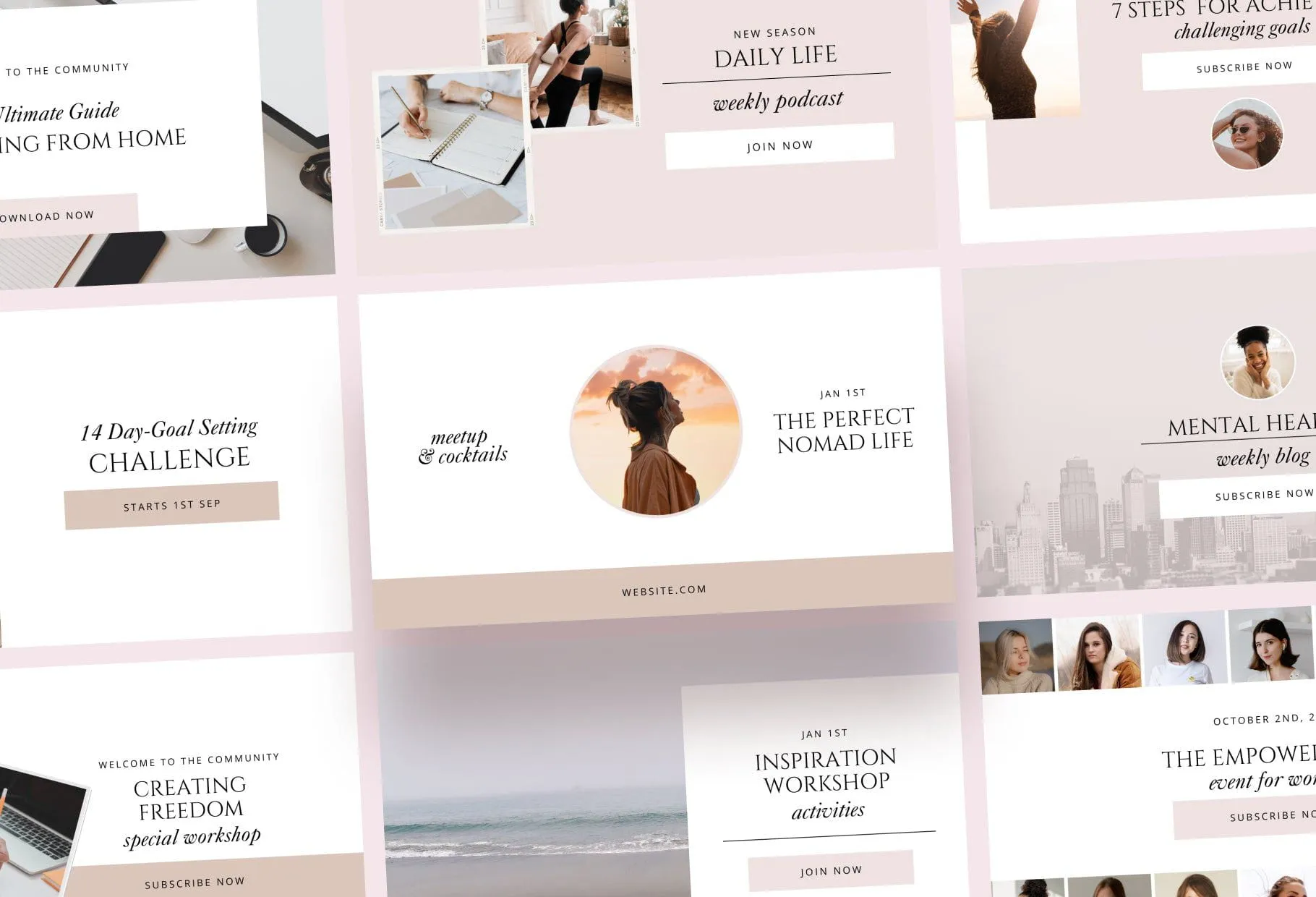 Dust Pink Facebook Group Covers Canva Templates