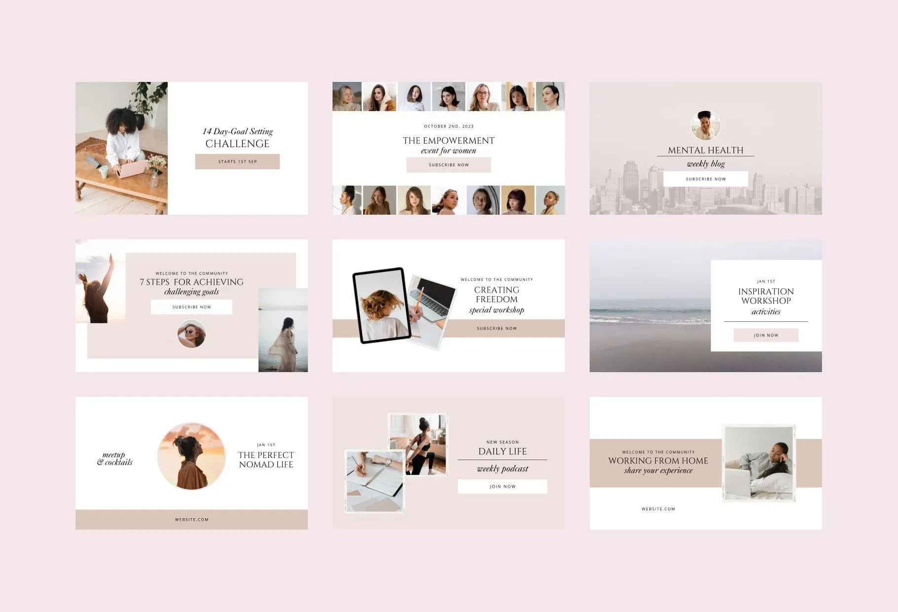 Dust Pink Facebook Group Covers Canva Templates