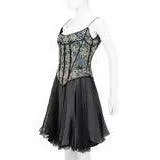 EAVIS & BROWN 1990's Floral & Peacock Corset, Chiffon Skirt | Size M