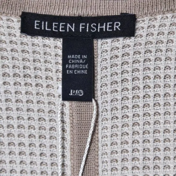 Eileen Fisher Women’s Bramble Silk Organic Cotton Cardigan Sweater Tan NWT