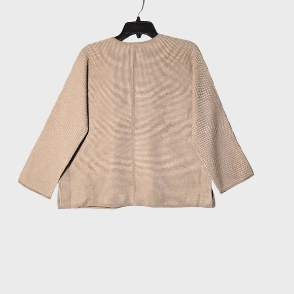 Eileen Fisher Women’s Bramble Silk Organic Cotton Cardigan Sweater Tan NWT