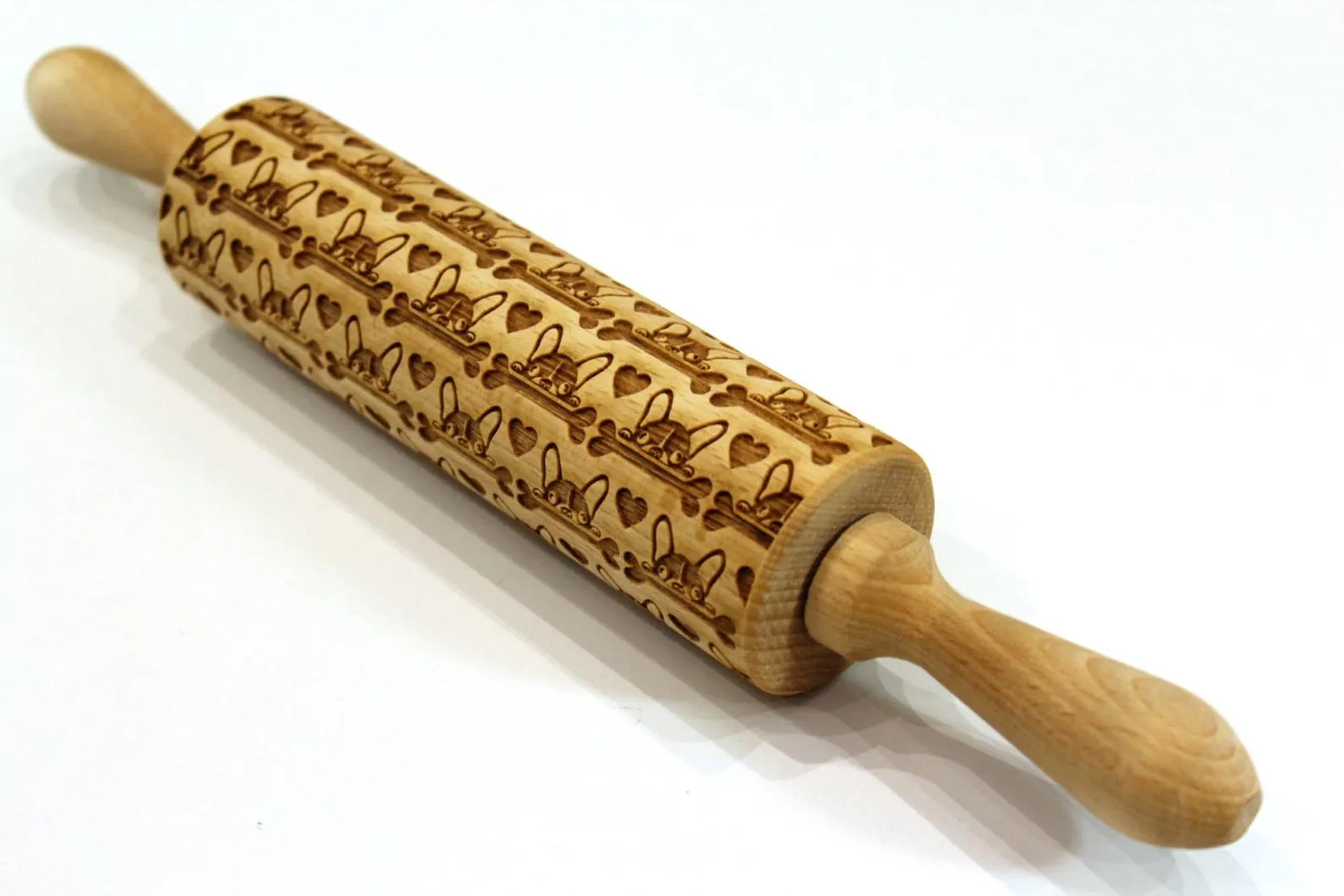 Embossing Engraved Rolling Pin FRENCH Bulldog BOSTON Terrier, Clay Stamp