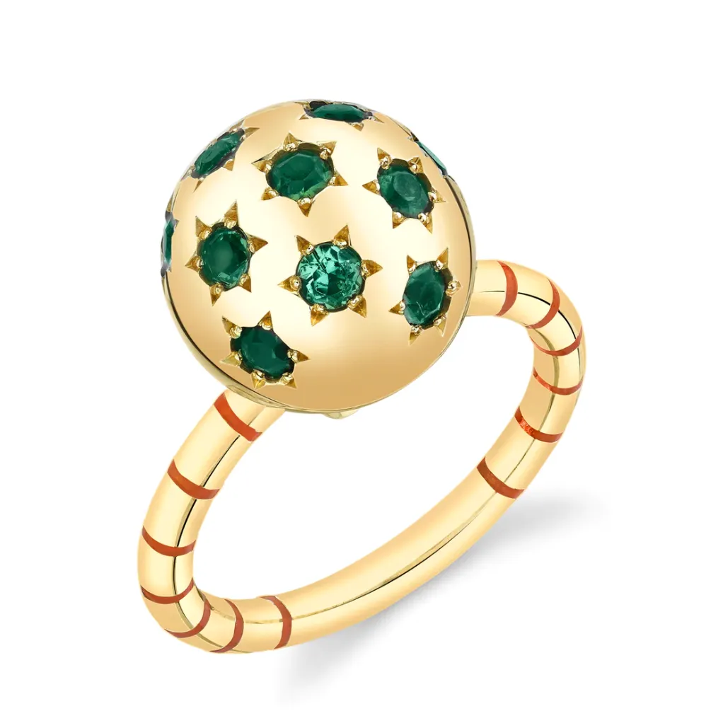 Ethel Ring with Striped Enamel Band