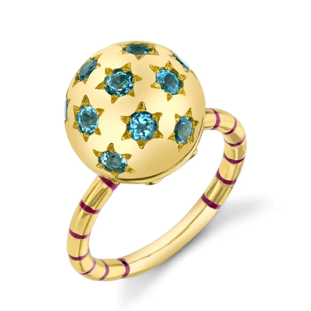 Ethel Ring with Striped Enamel Band