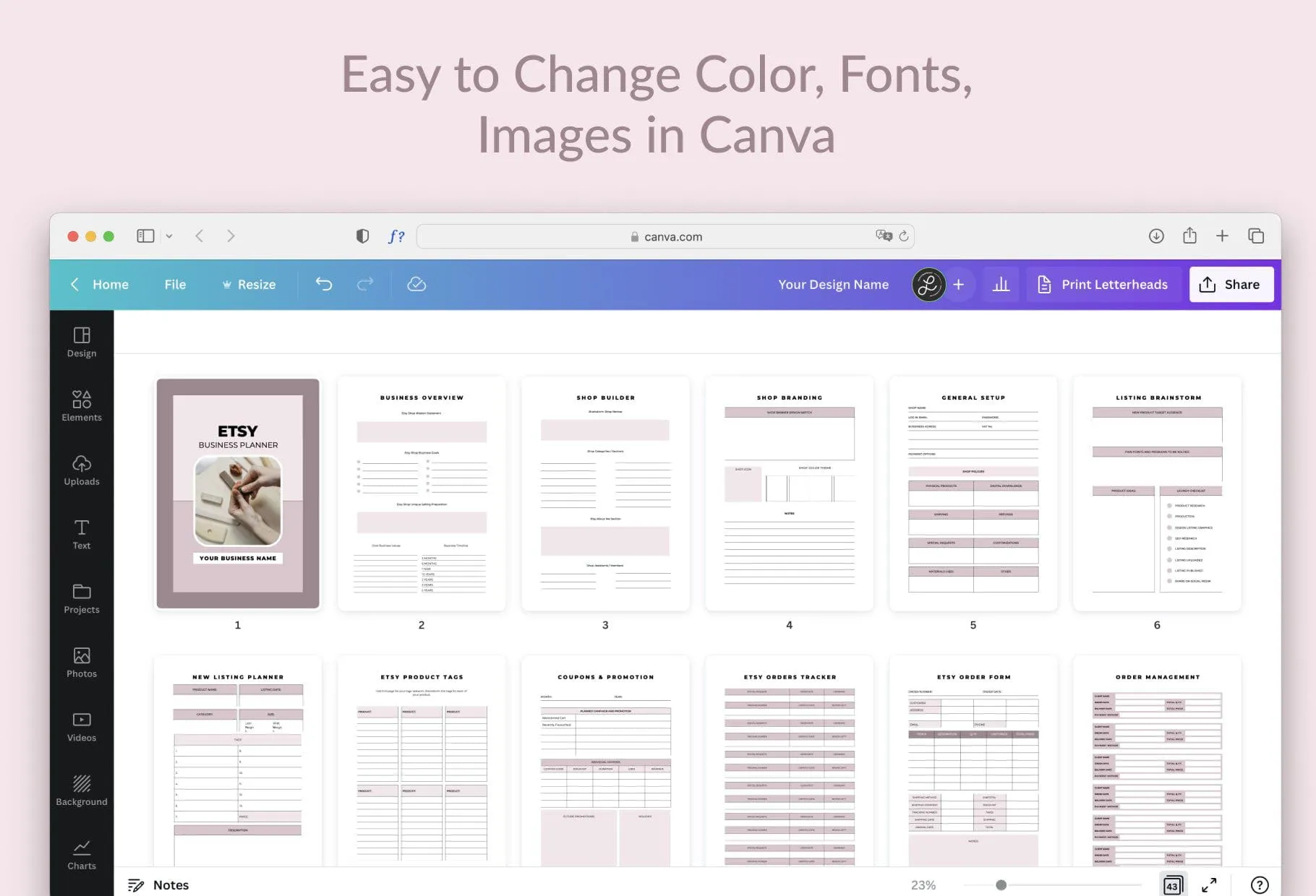 Etsy Shop Planner Canva Template