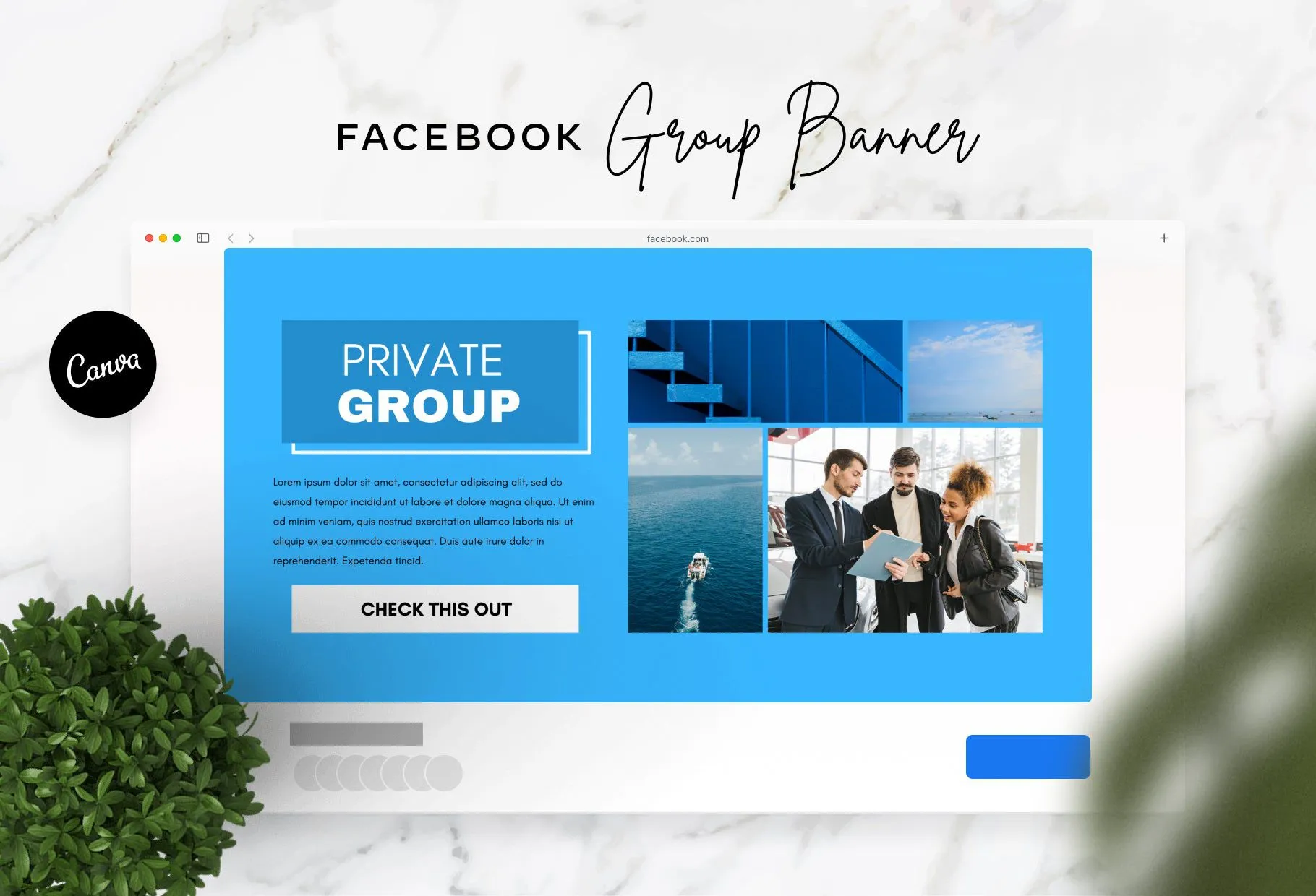 Facebook Group Banner Sky Blue Canva Templates