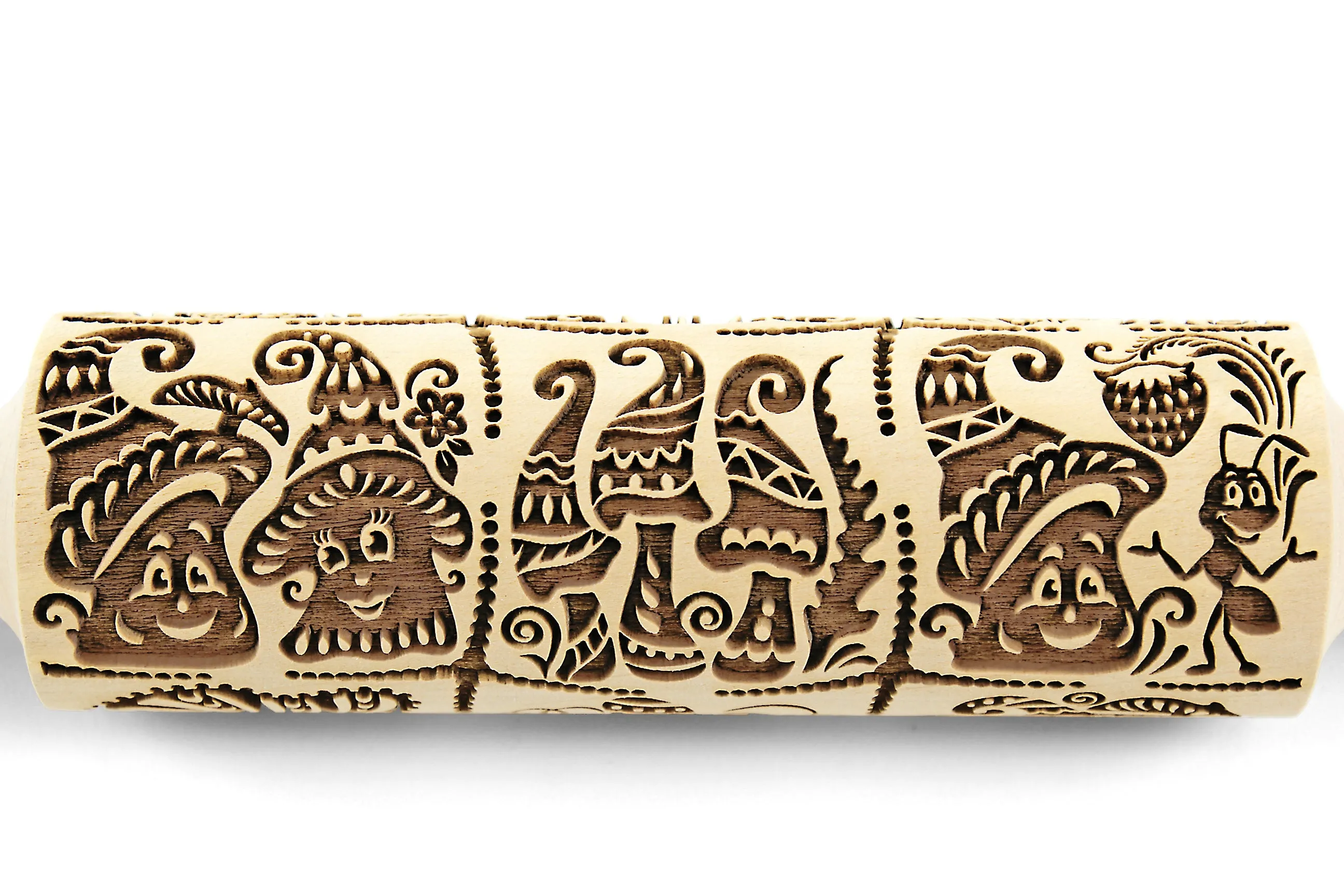 Fairy Mushrooms Embossed Rolling Pin, Textured Cookies, Christmas Gift, Ceramic Roller Pottery, Embossing Dough Roller, Baking Gift, Clay Stamp