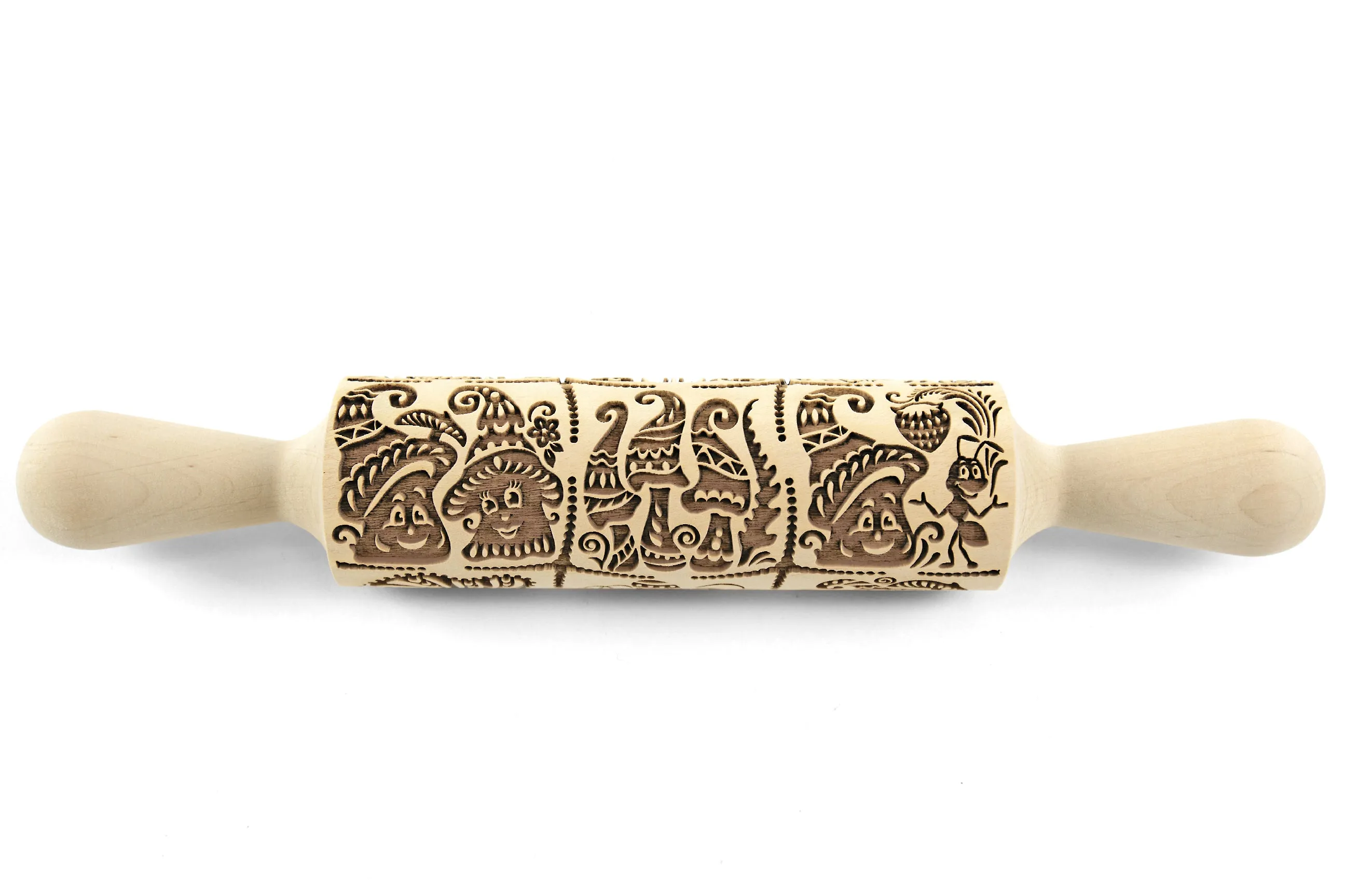 Fairy Mushrooms Embossed Rolling Pin, Textured Cookies, Christmas Gift, Ceramic Roller Pottery, Embossing Dough Roller, Baking Gift, Clay Stamp