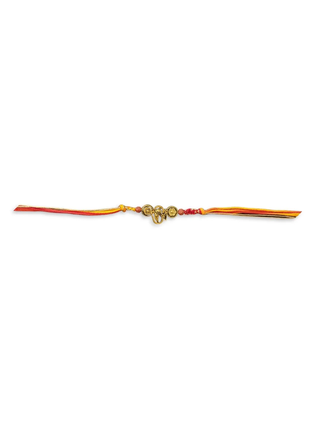 Fancy Rakhi Designs Ganesh Ji Pendant with Rudhraksha Multicoloured Mauli Raksha Bandhan