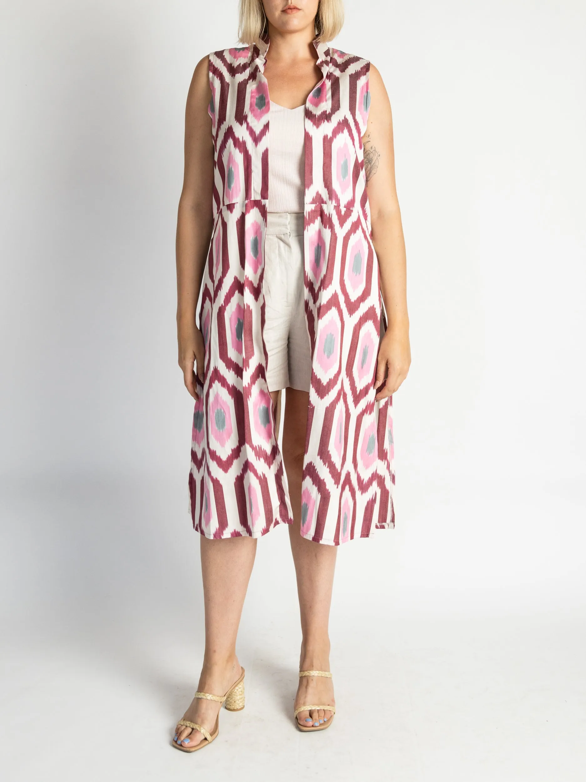 Fergana Sleeveless Silk Caftan Duster