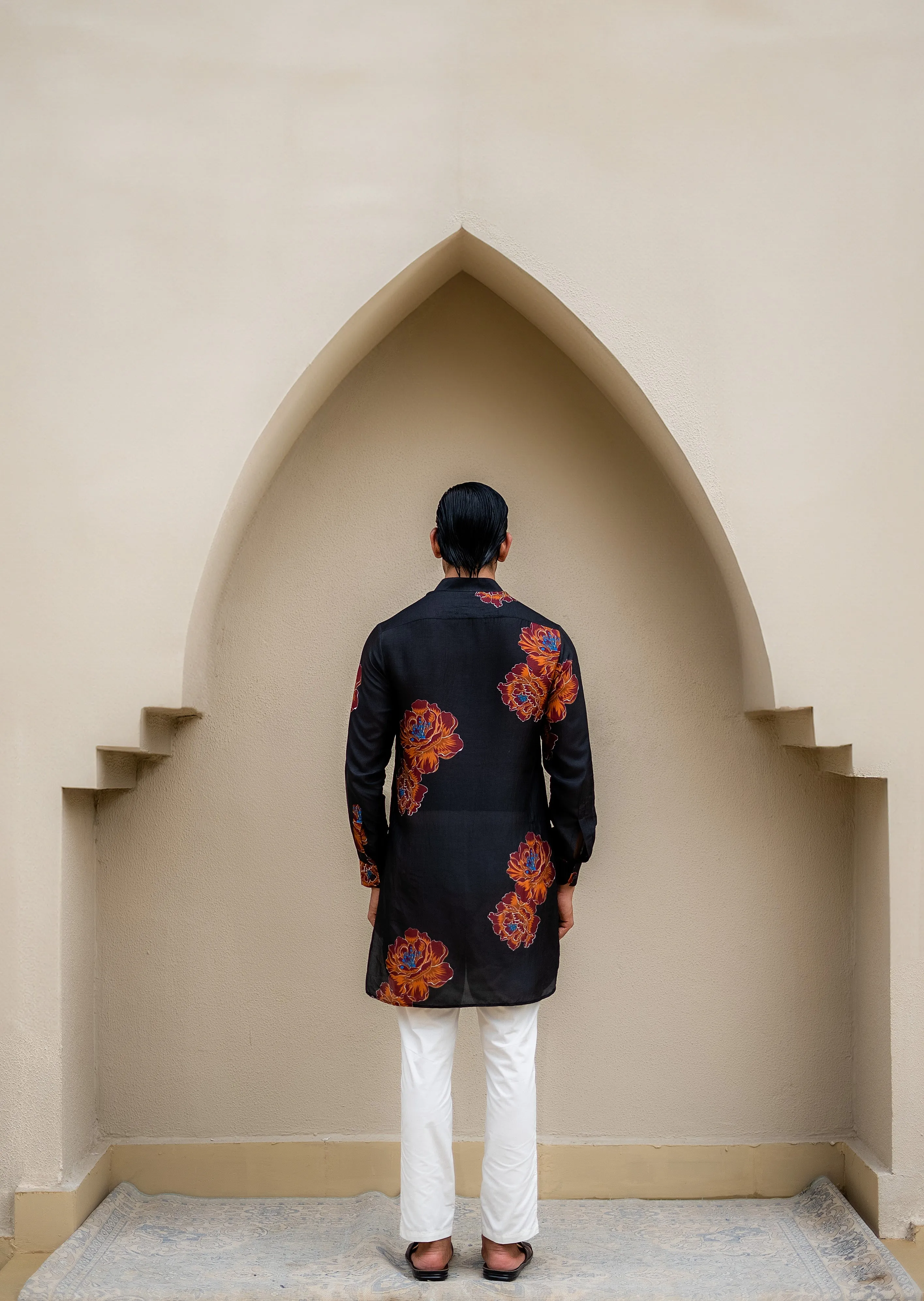 Floral Bliss Black Ganganagery Kurta