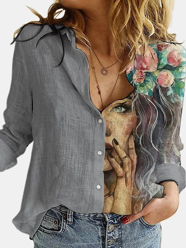 Floral Figure Printed Shirt