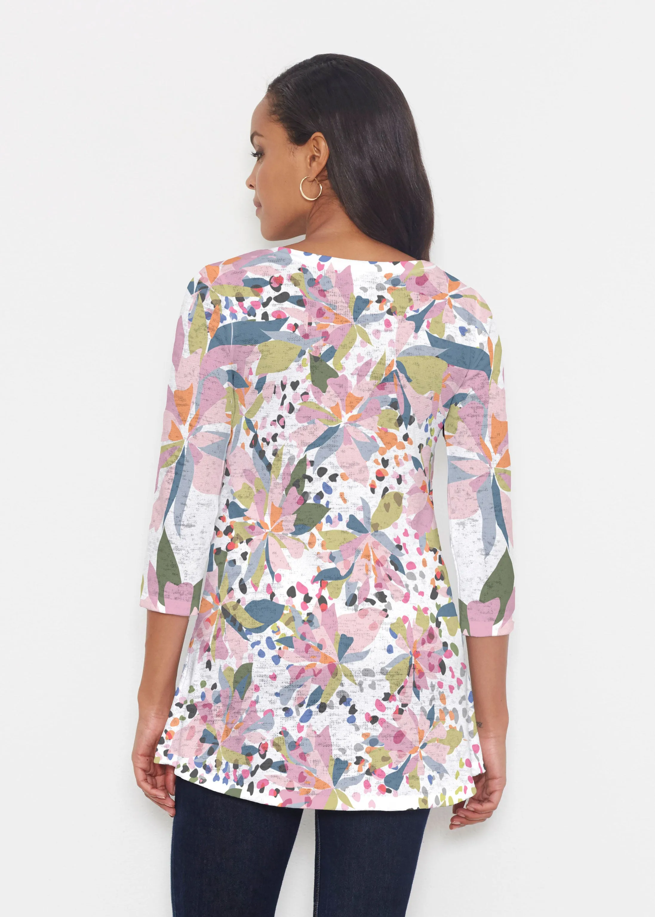 Floral Leopard (7810) ~ Katherine Hi-Lo Thermal Tunic