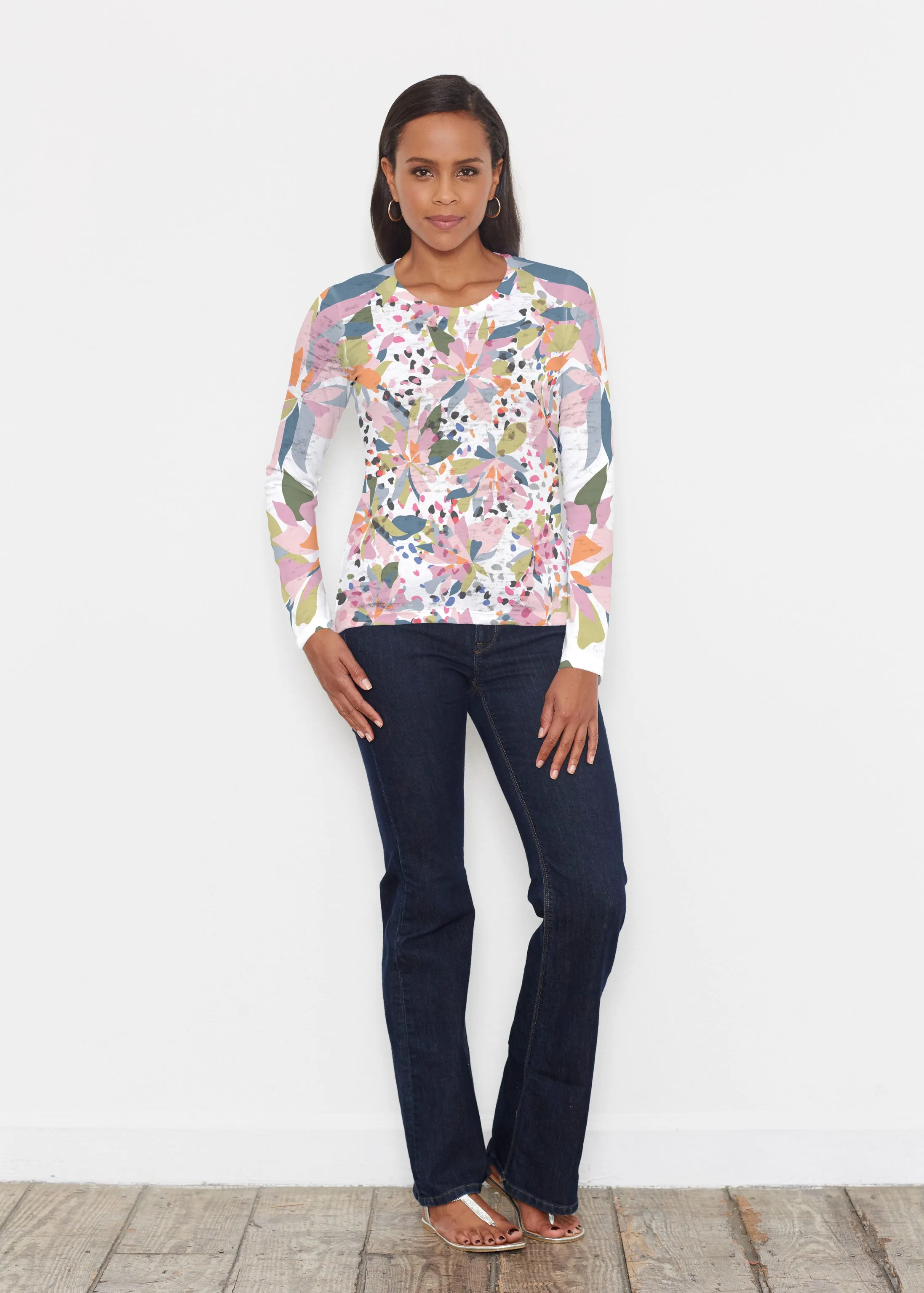 Floral Leopard (7810) ~ Signature Long Sleeve Crew Shirt