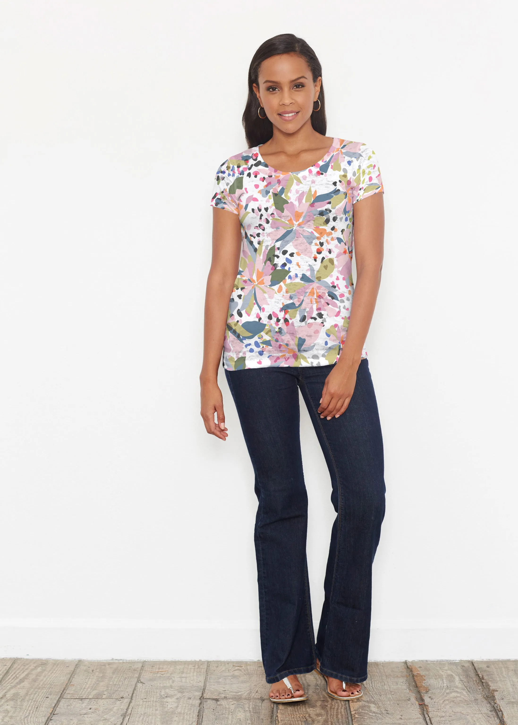 Floral Leopard (7810) ~ Signature Short Sleeve Scoop Shirt