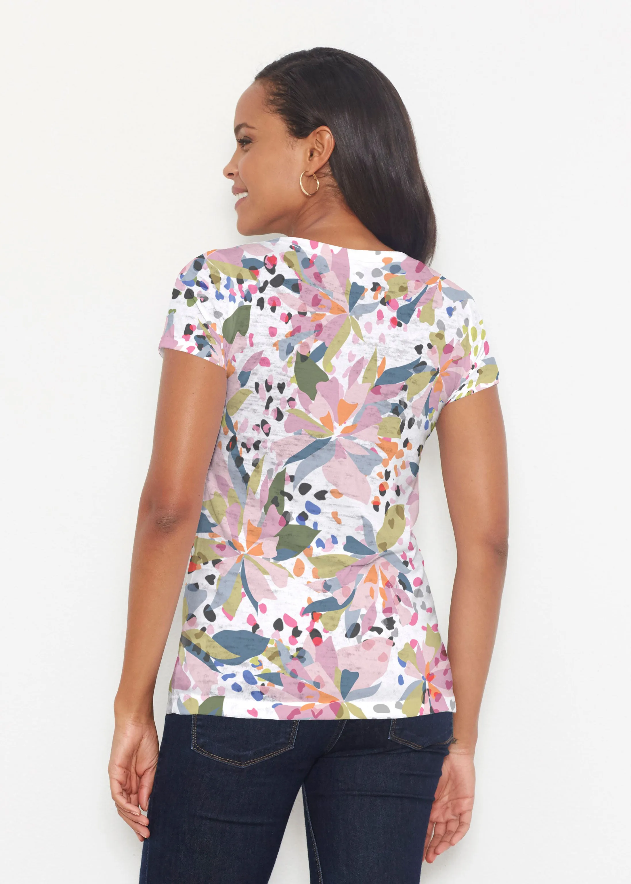 Floral Leopard (7810) ~ Signature Short Sleeve Scoop Shirt