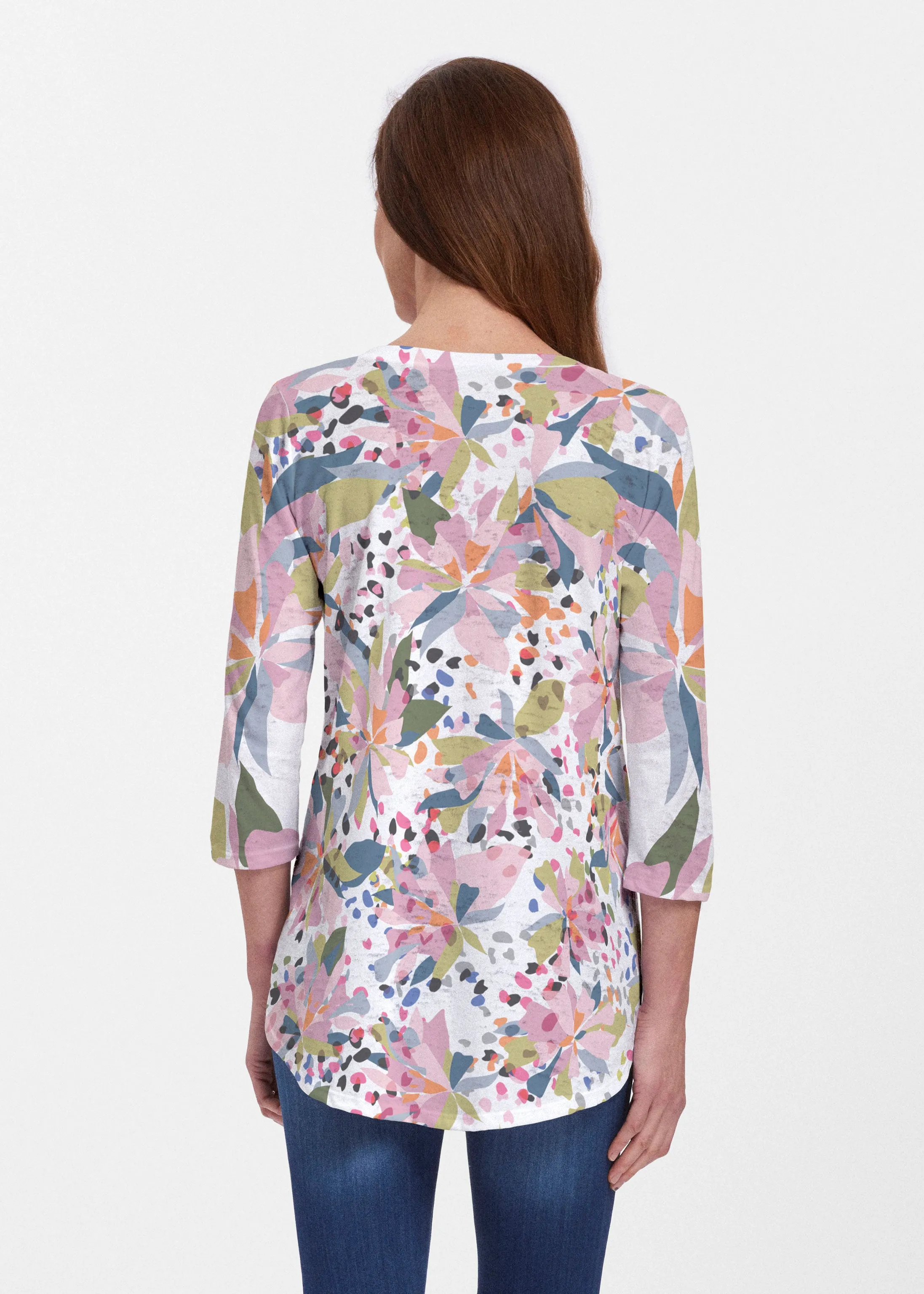 Floral Leopard (7810) ~ Signature V-neck Flowy Tunic