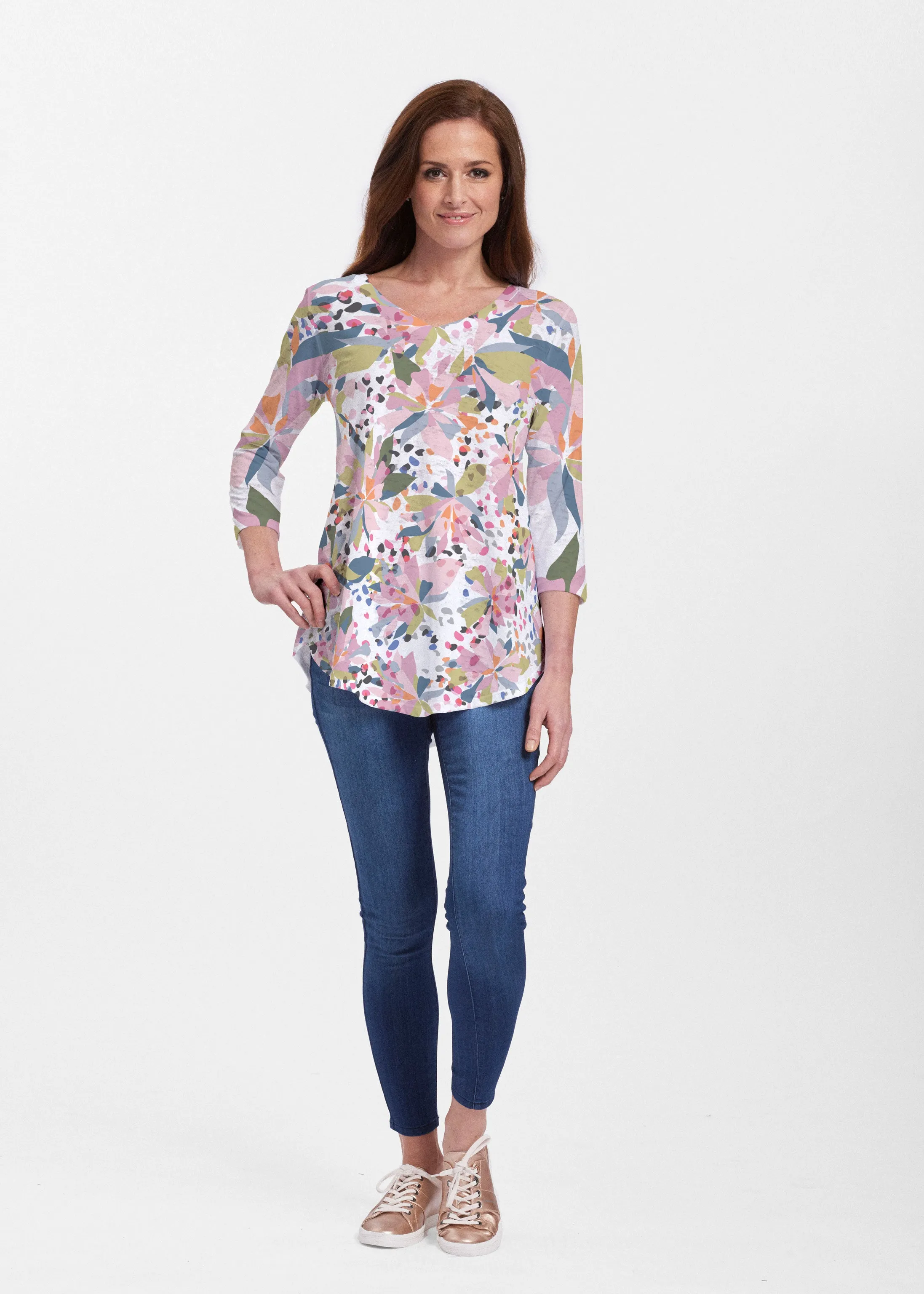 Floral Leopard (7810) ~ Signature V-neck Flowy Tunic