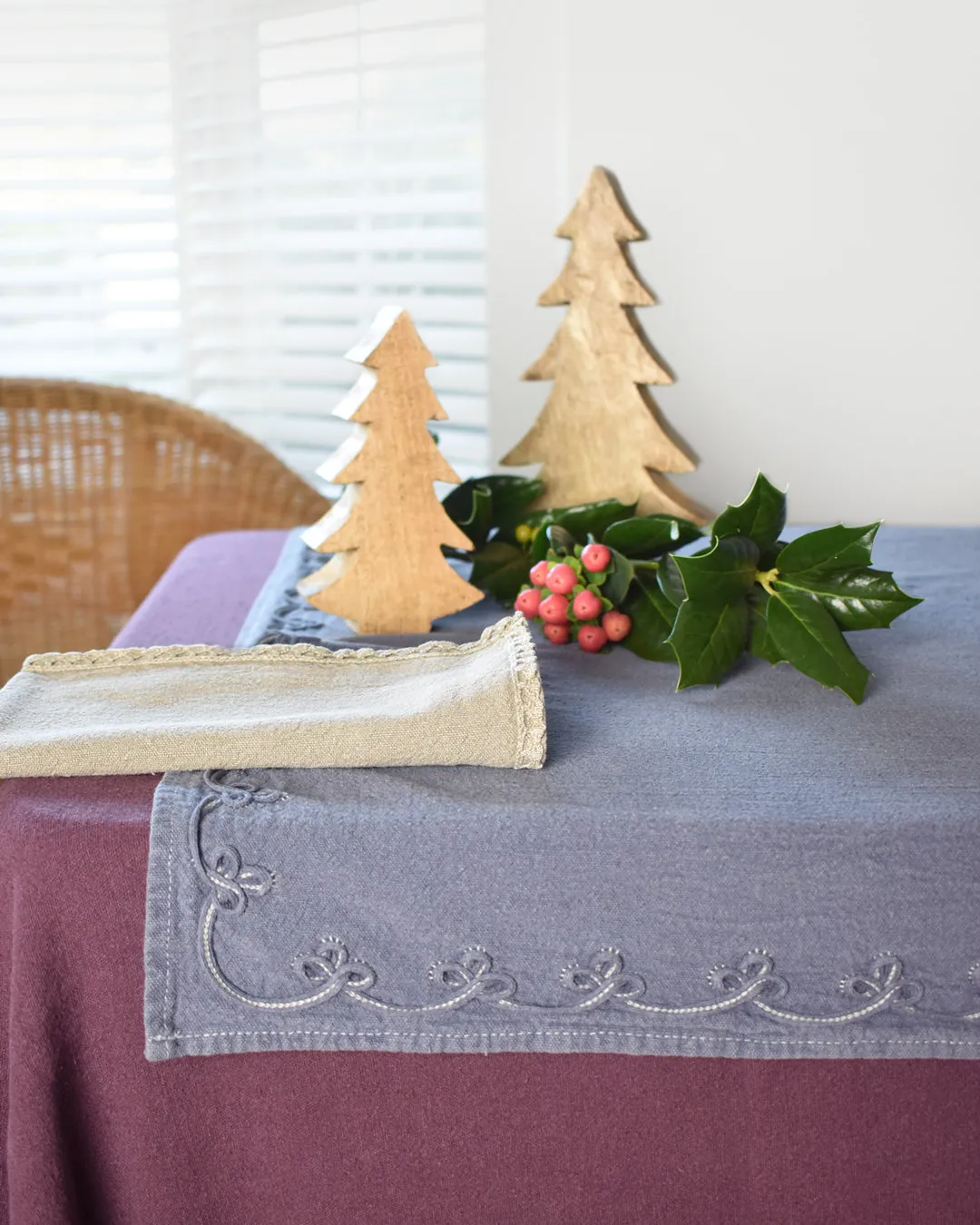 Floral Swirl Washed Cotton Tablecloth