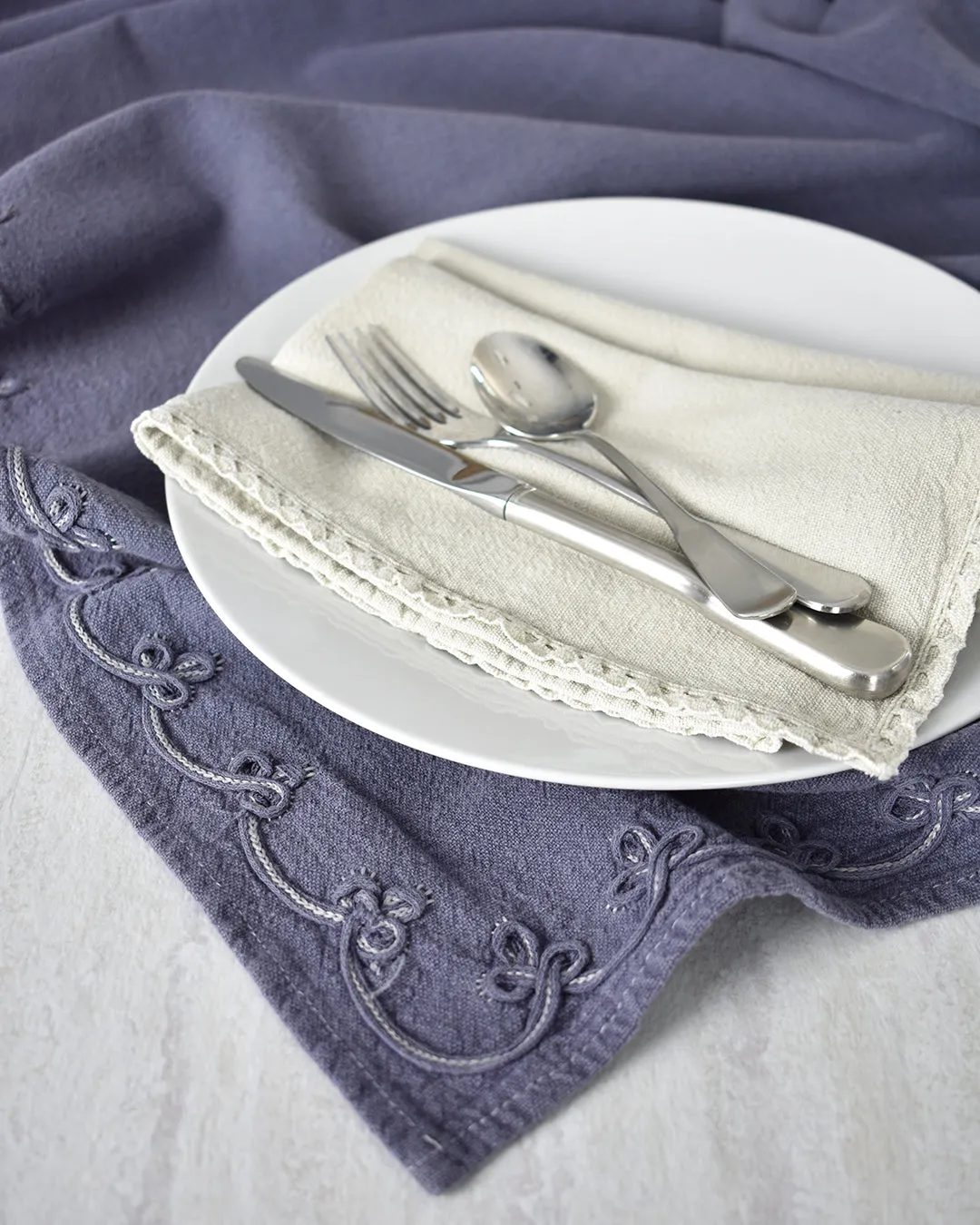 Floral Swirl Washed Cotton Tablecloth