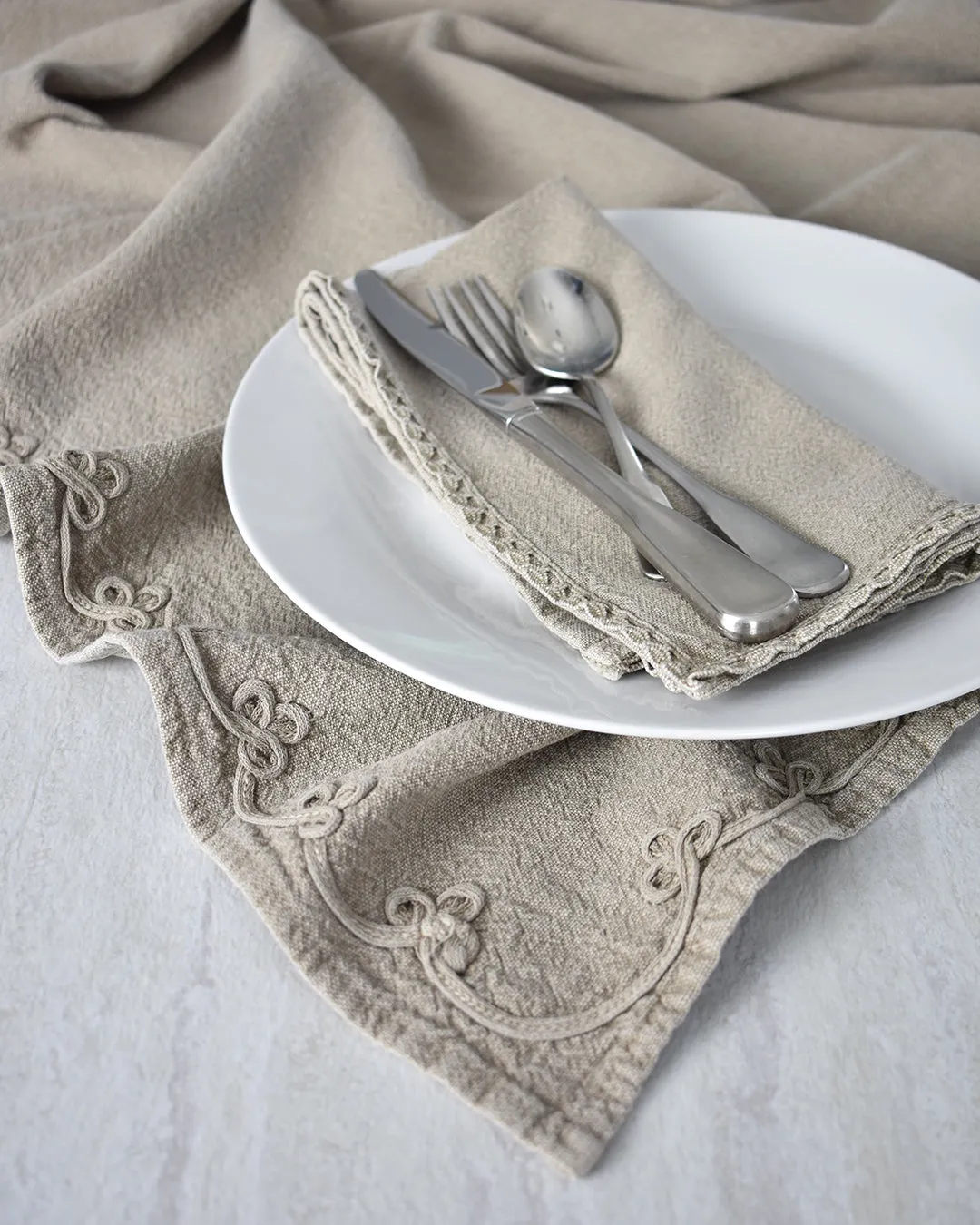 Floral Swirl Washed Cotton Tablecloth
