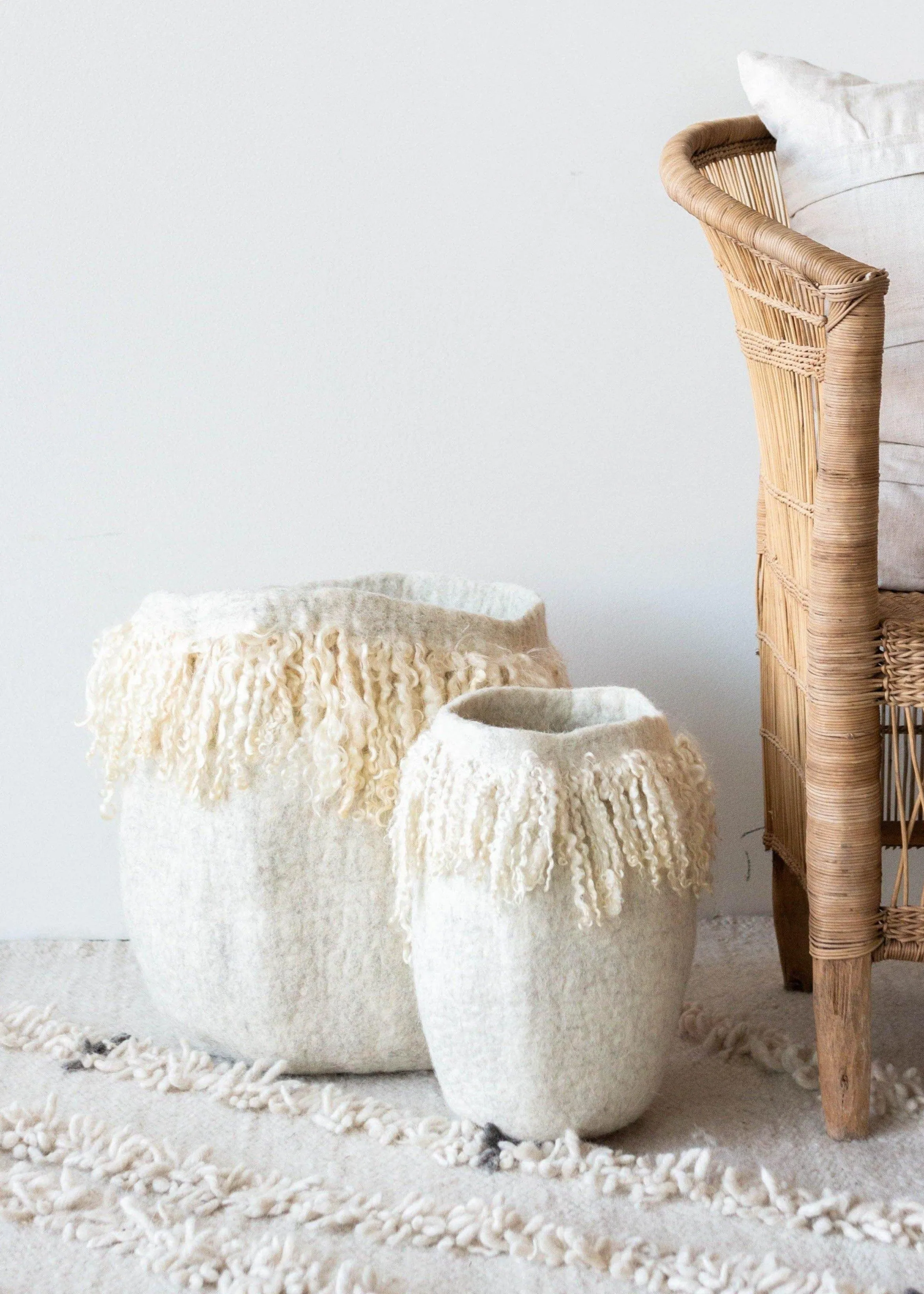 Fringed Skirt Mohair Decorative Wool Basket