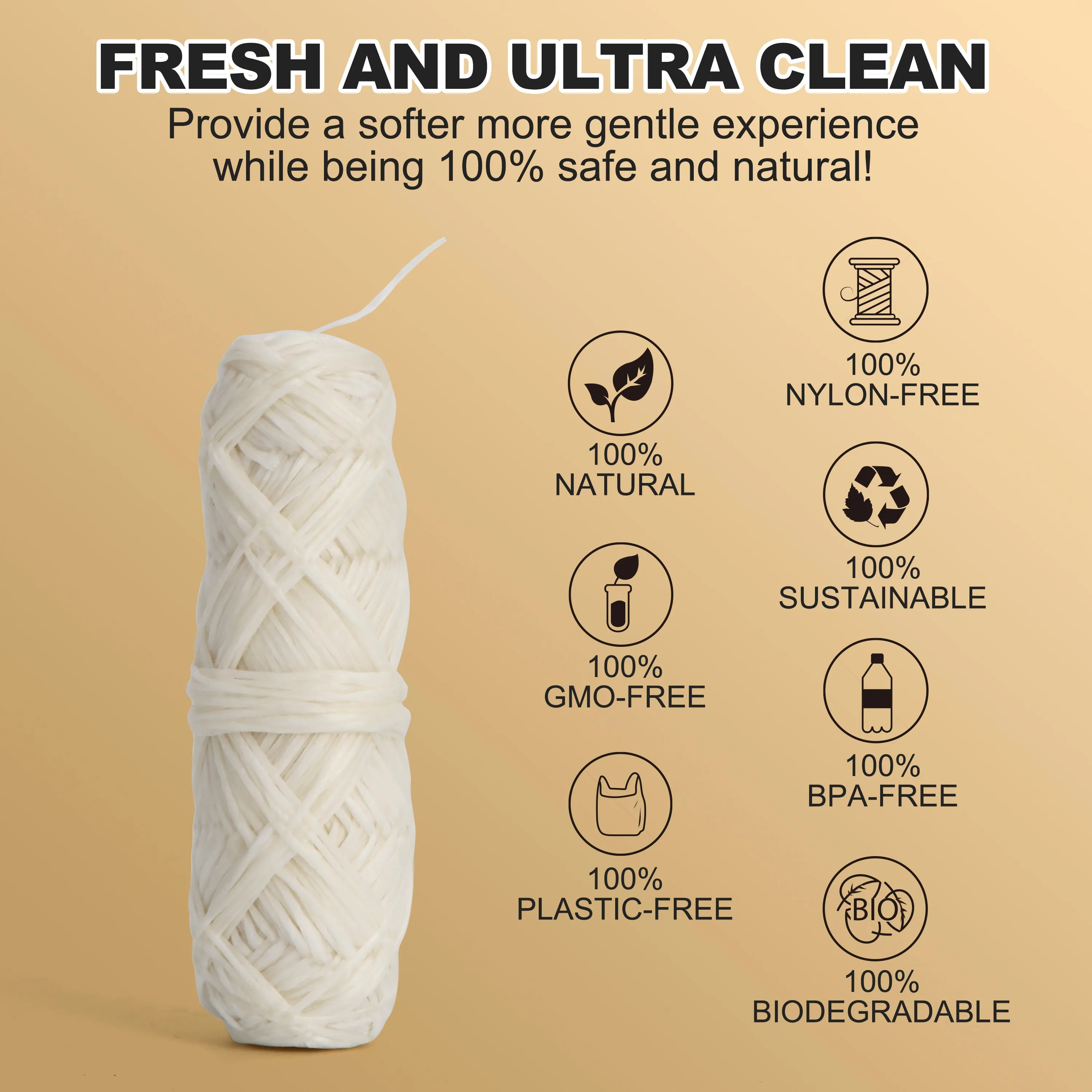 Gaia Guy Natural Unflavored Silk Dental Floss with Floss Refill & Reusable Bamboo Holder | 2 x 33yds