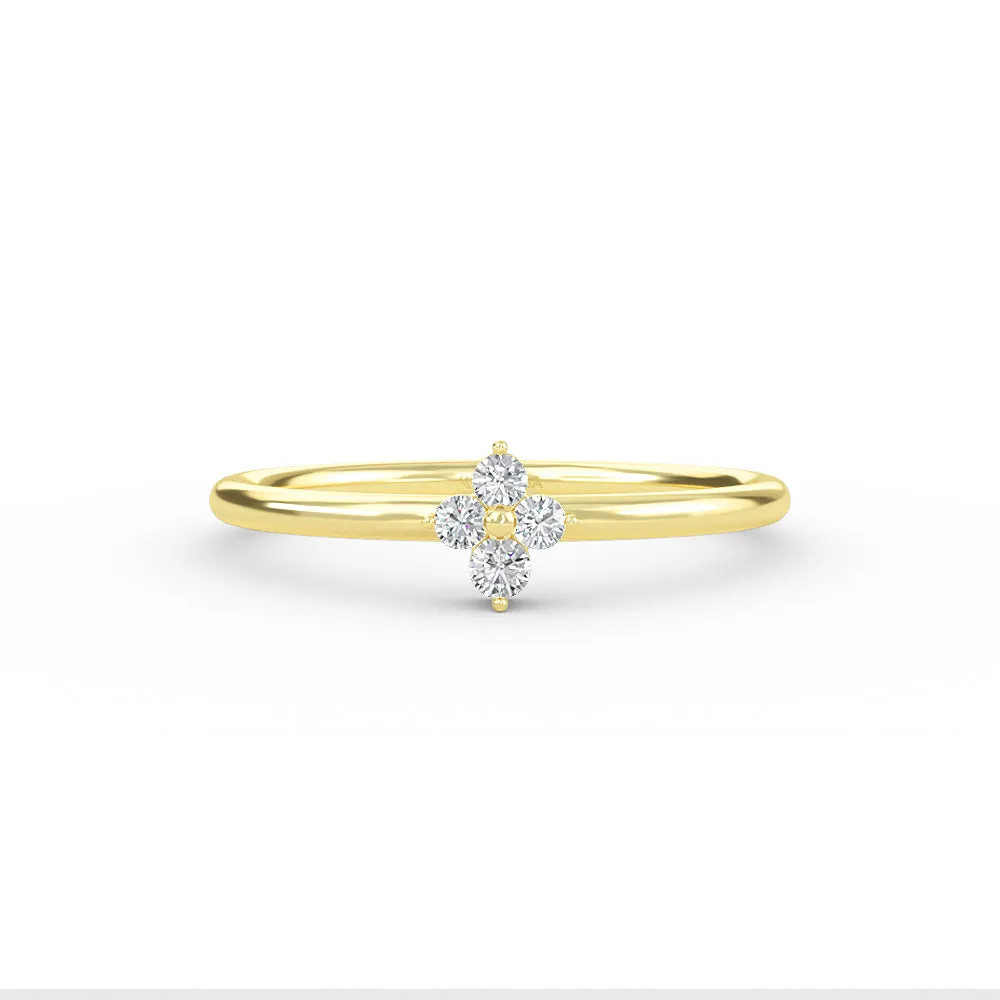 Gold Flower Diamond Ring