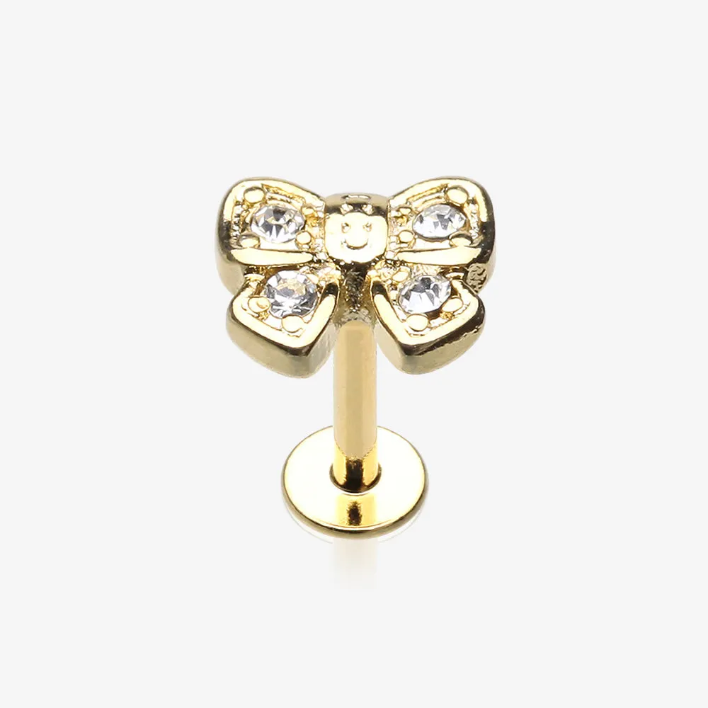 Golden Dainty Bow-Tie Top Steel Labret