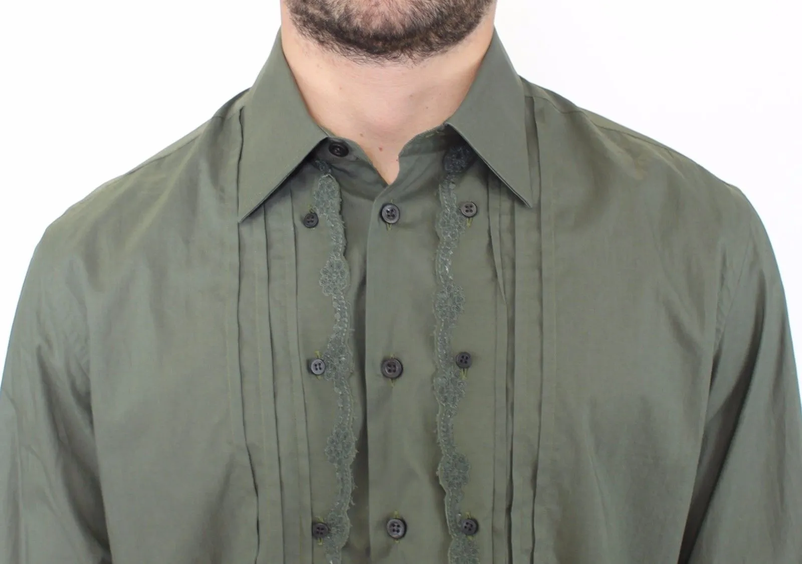 Green Cotton Casual Long Sleeve Shirt Top