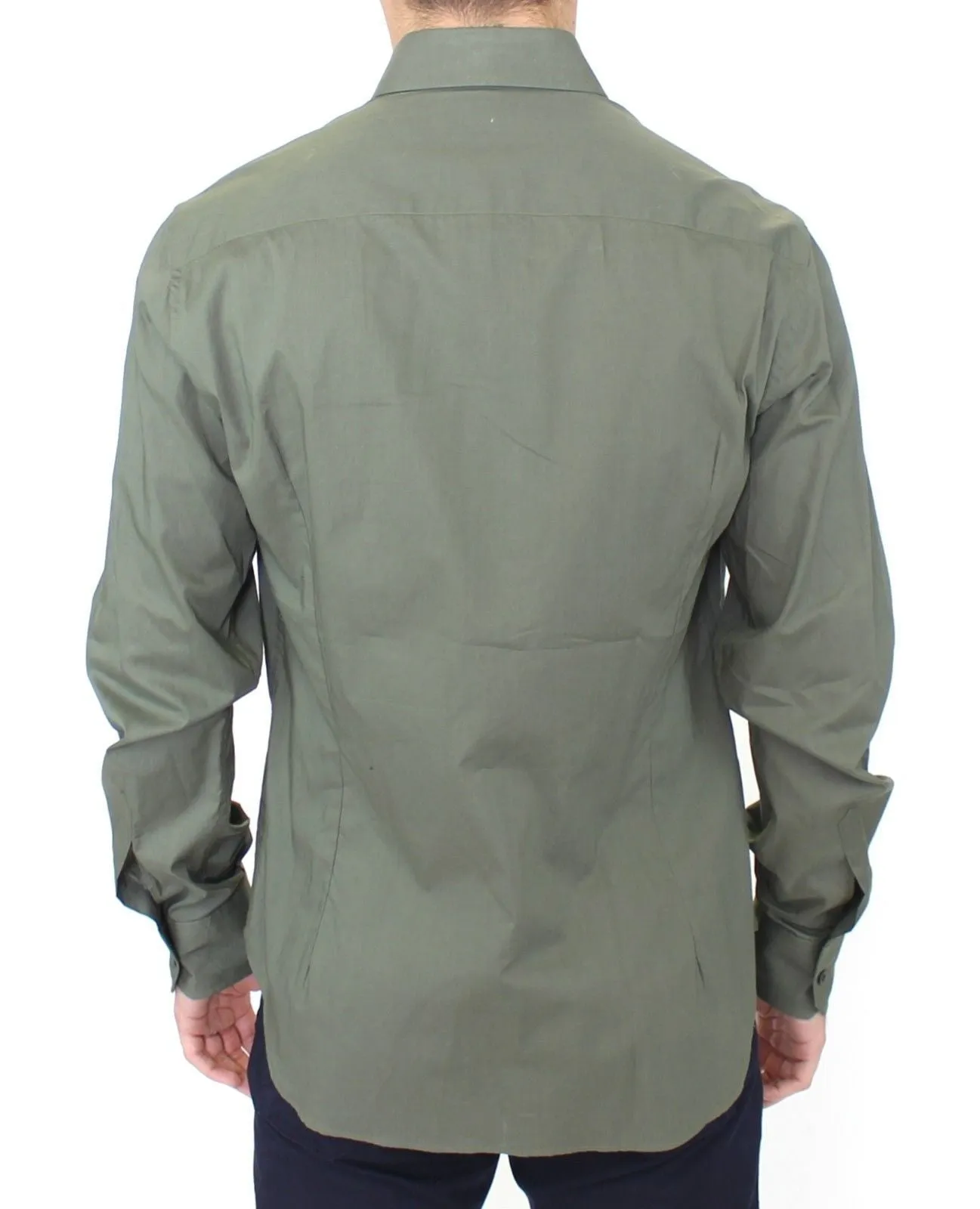 Green Cotton Casual Long Sleeve Shirt Top